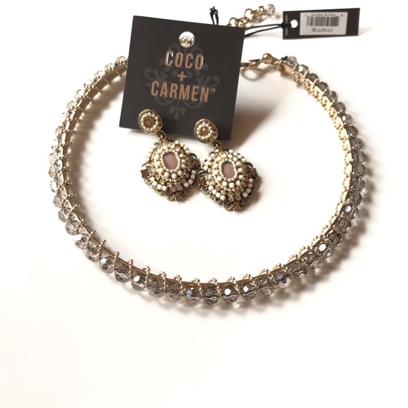 Coco Carmen Women Drop Earrings Gold Clr/Wht Beads - Picture 7 of 8